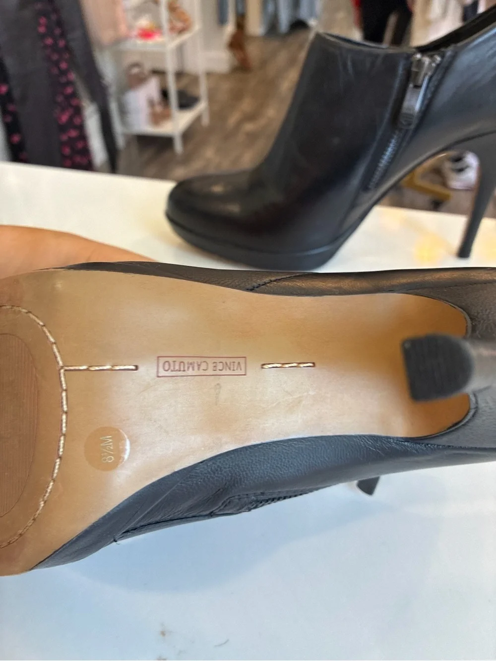 Vince Camuto Black Leather High Heel Ankle Booties